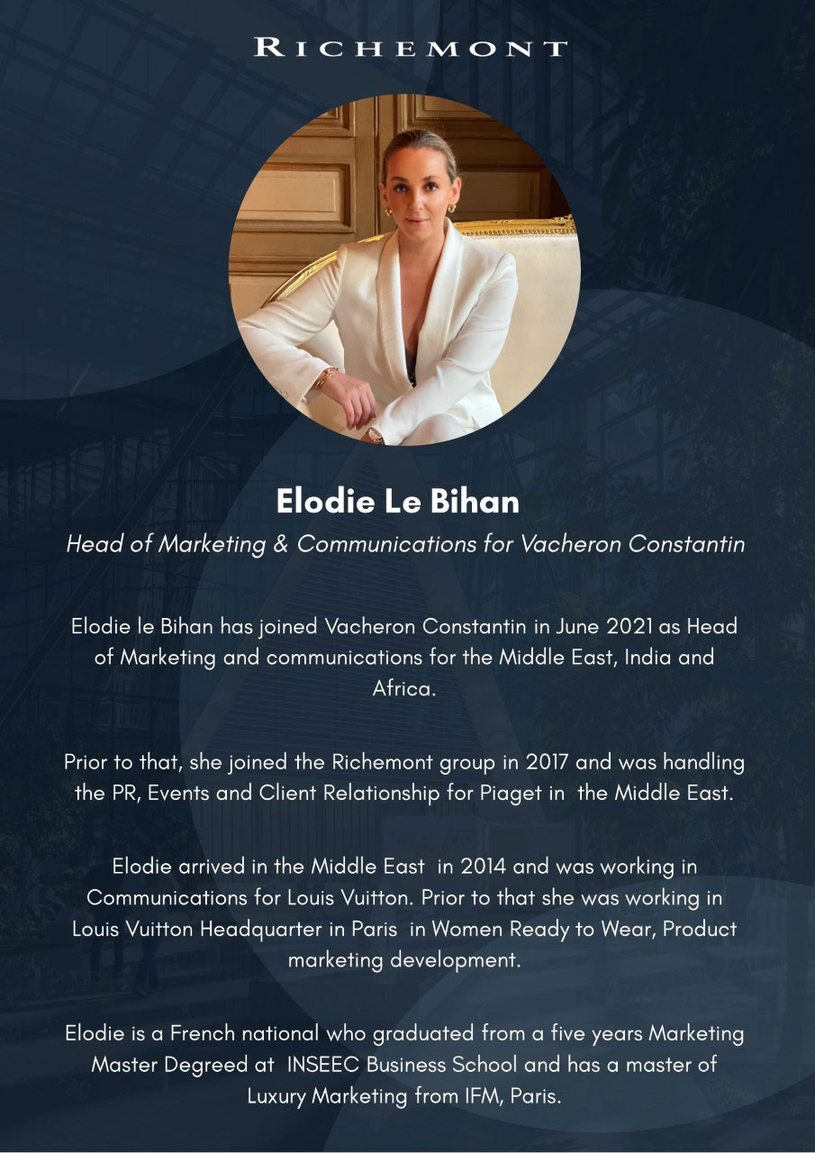 Elodie Le Bihan, marketing and communication at Vacheron Constantin - Richemont-owned brand