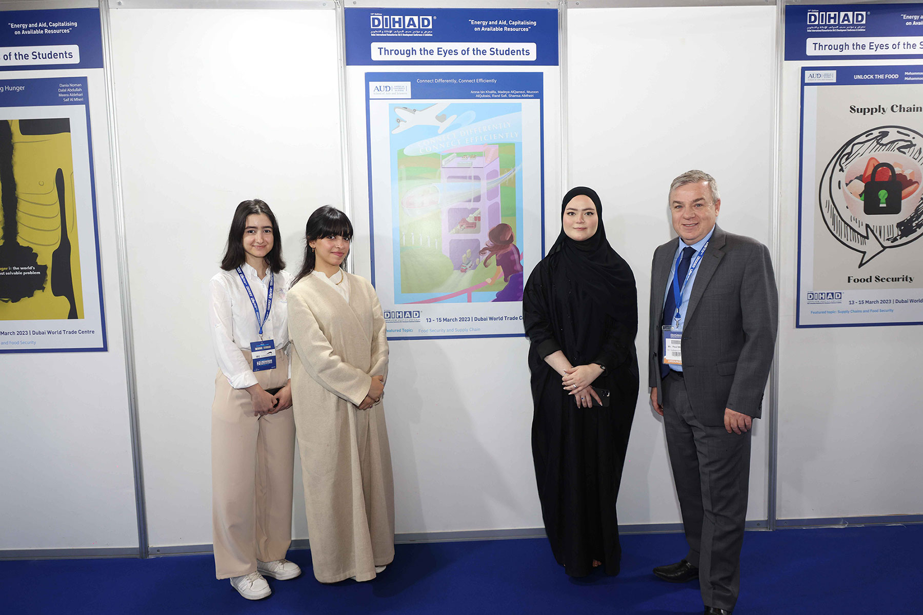 Students from the International Studies program exhibit at Dubai International Humanitarian Aid & Development event