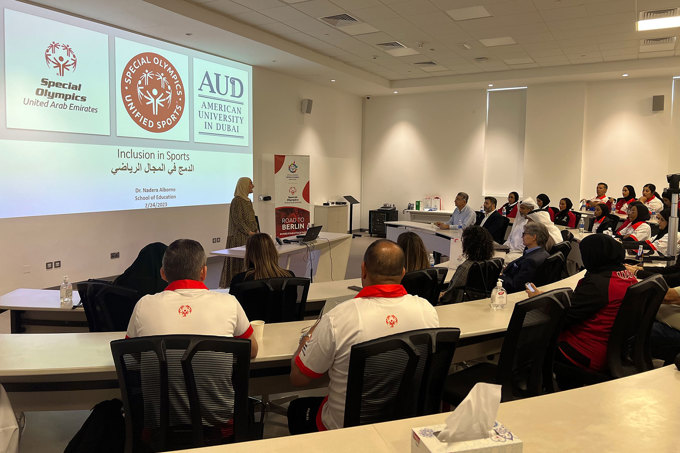 The American University in Dubai hosts the National Unified Basketball Team