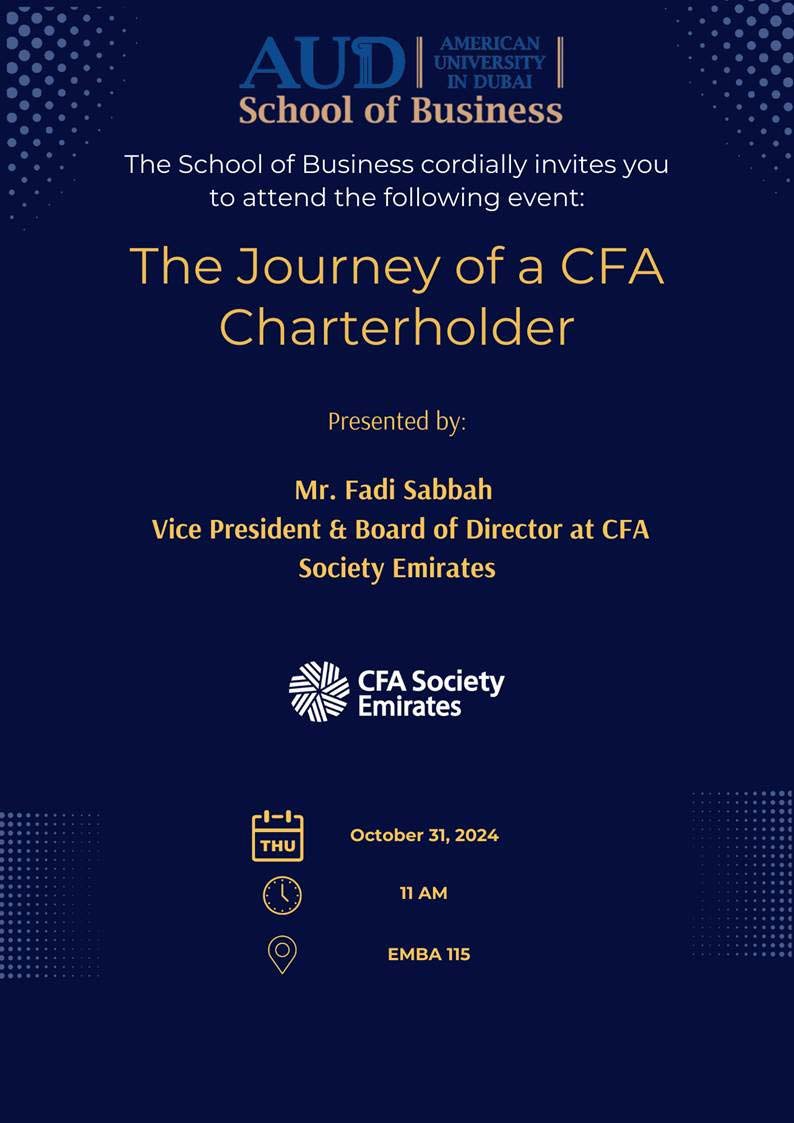 The Journey of a CFA Charterholder | American University in Dubai (AUD)